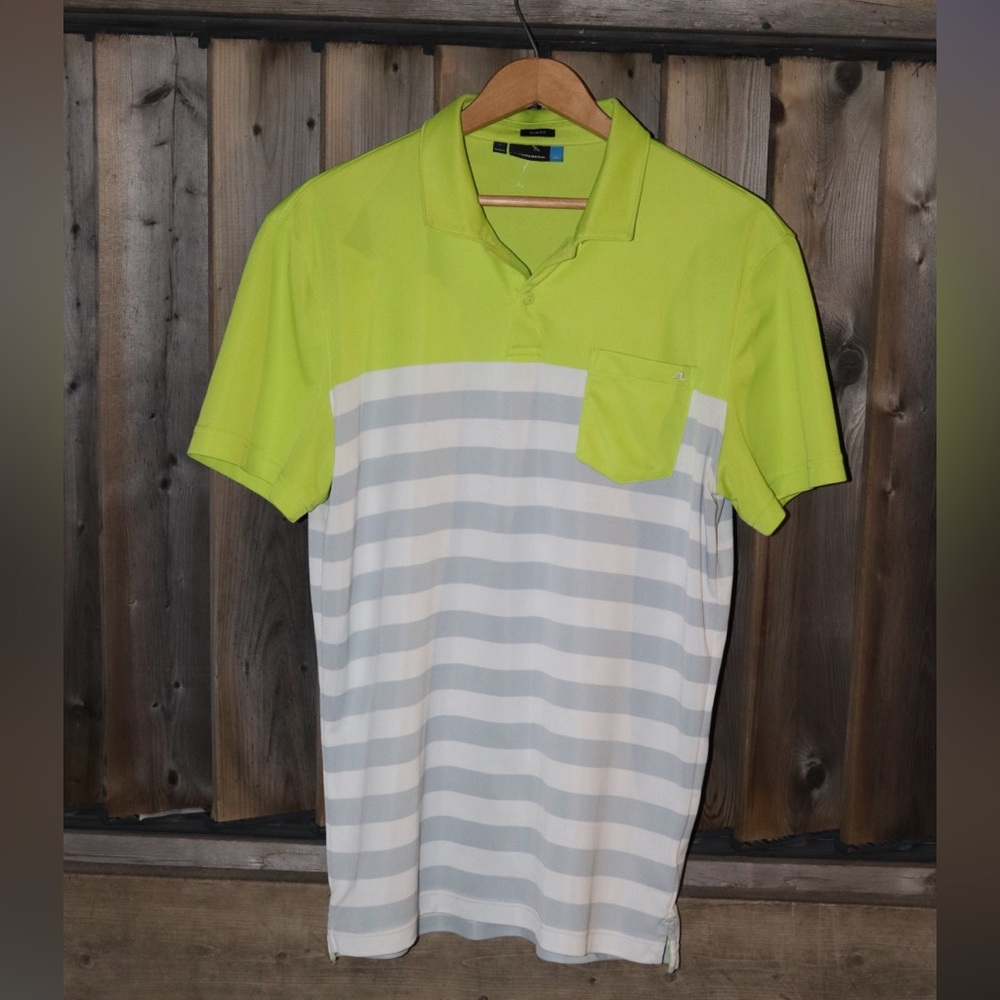 ❗️J. Lindeberg Green and White Striped Polo❗️